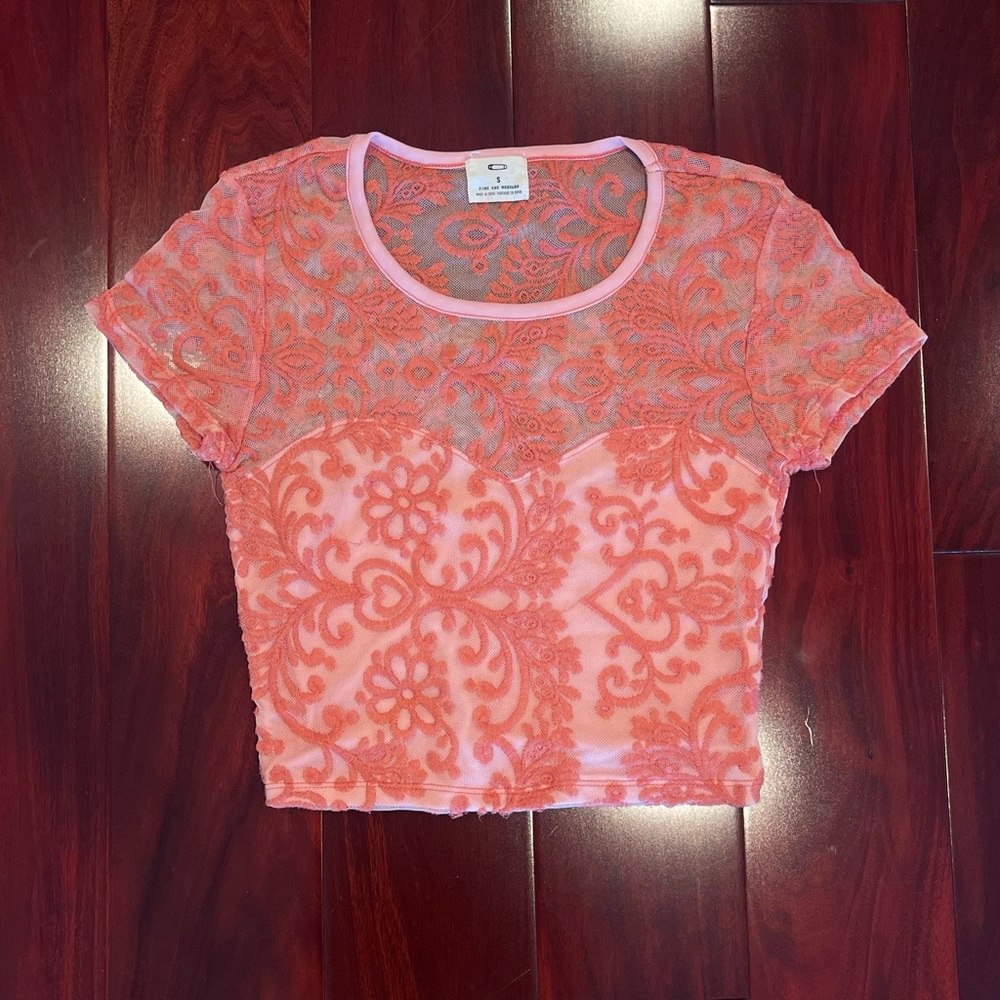 Urban Outfitters Coral Lace Crop Top